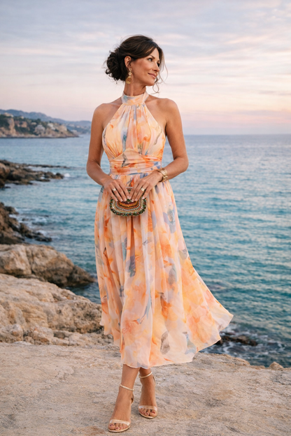 Women's Delphine Halterneck Midi Dress | Hensley London