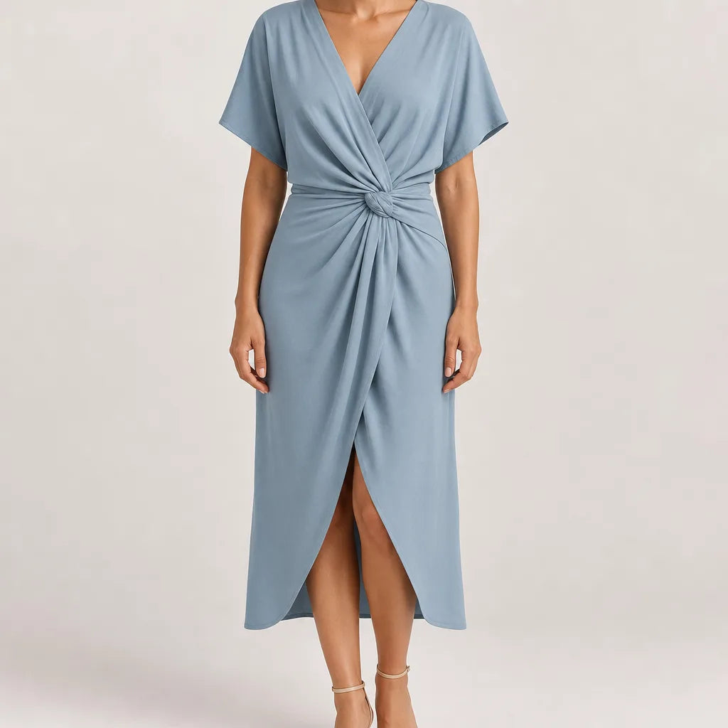 Women's Knot-Front Midi Dress – product view 1 | Hensley London