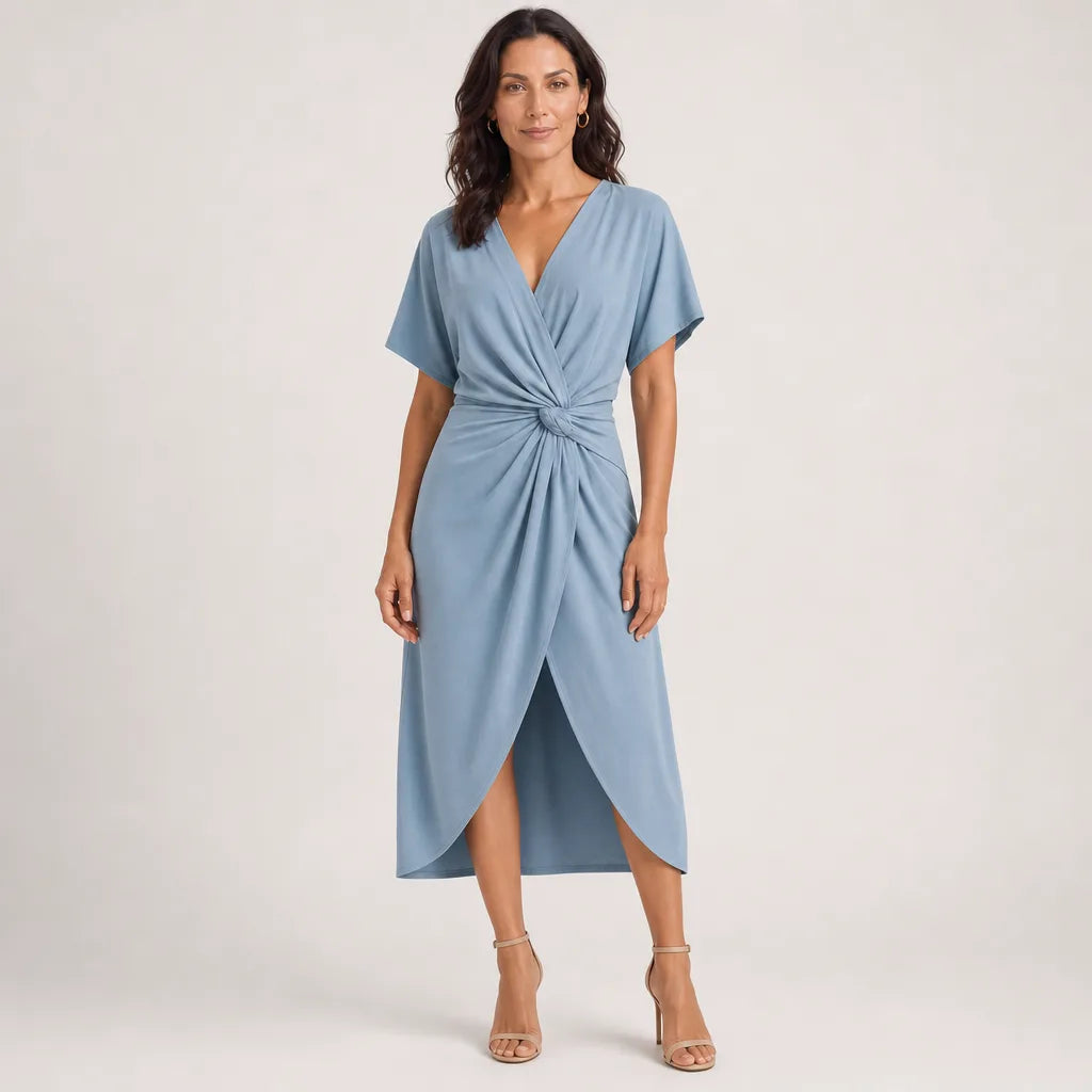 Women's Knot-Front Midi Dress – product view 2 | Hensley London