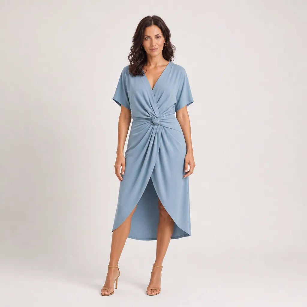 Women's Knot-Front Midi Dress – product view 3 | Hensley London