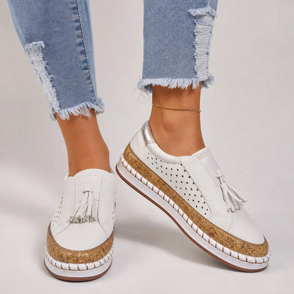 Women's Tassel Slip-On Loafers rope sole and tassel detail | Hensley London