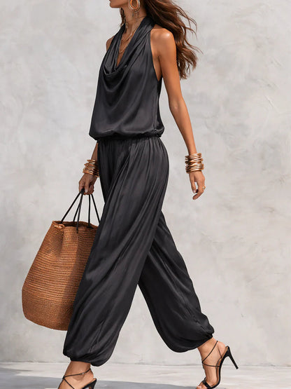 Women's Halter Two-Piece Set with Wide-Leg Trousers