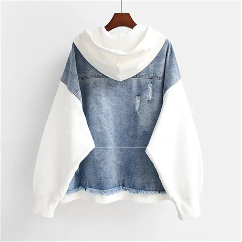 Women's Denim-Hooded Jacket in Pink – styled view | Hensley London