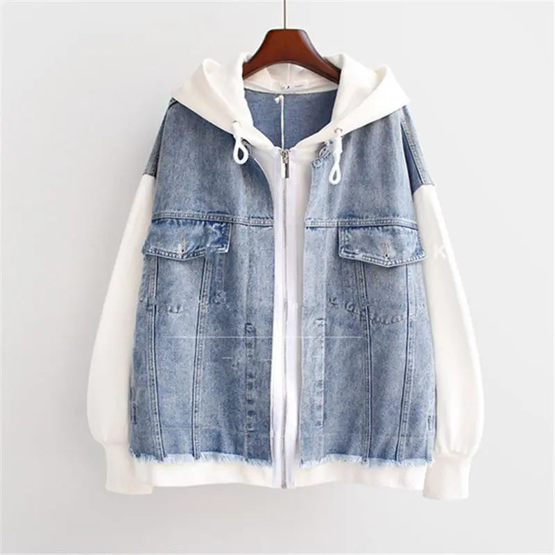 Women's Denim-Hooded Jacket in Pink – detail view | Hensley London