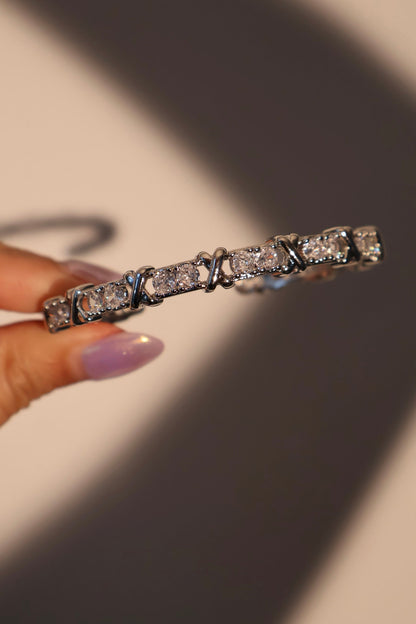 Unisex Cross Bracelet Silver Zirconia - 3