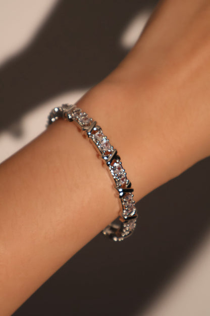 Unisex Cross Bracelet Silver Zirconia - 4
