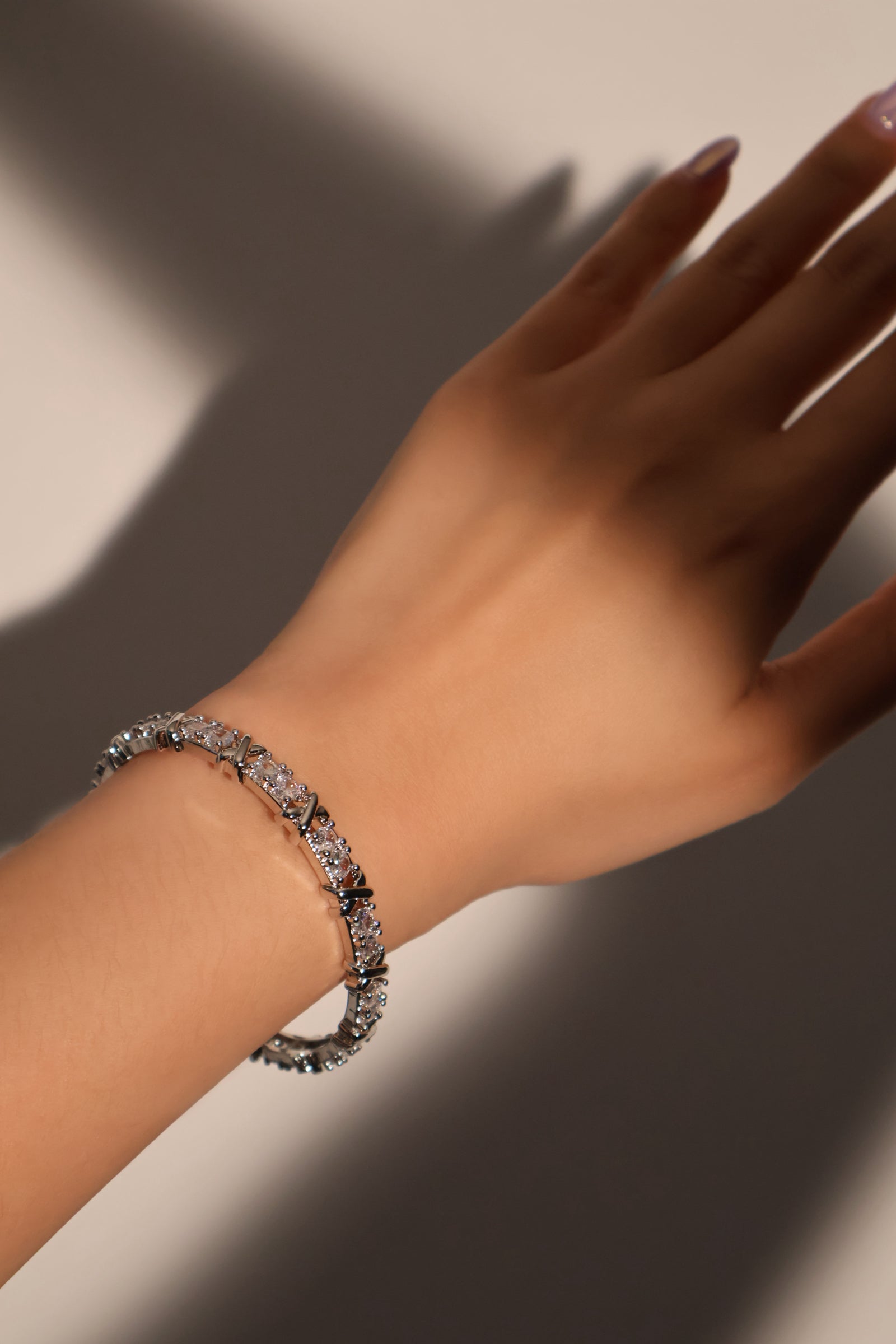 Unisex Cross Bracelet Silver Zirconia - 5