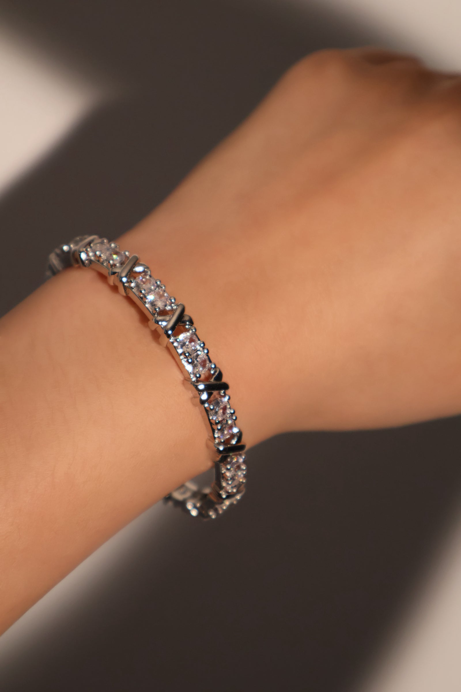 Unisex Cross Bracelet Silver Zirconia - 6