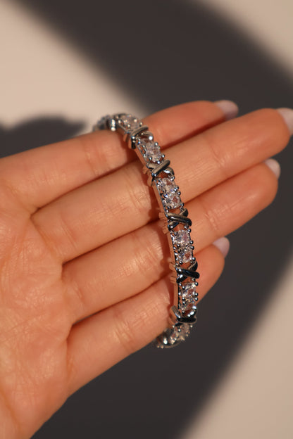 Unisex Cross Bracelet Silver Zirconia - 7