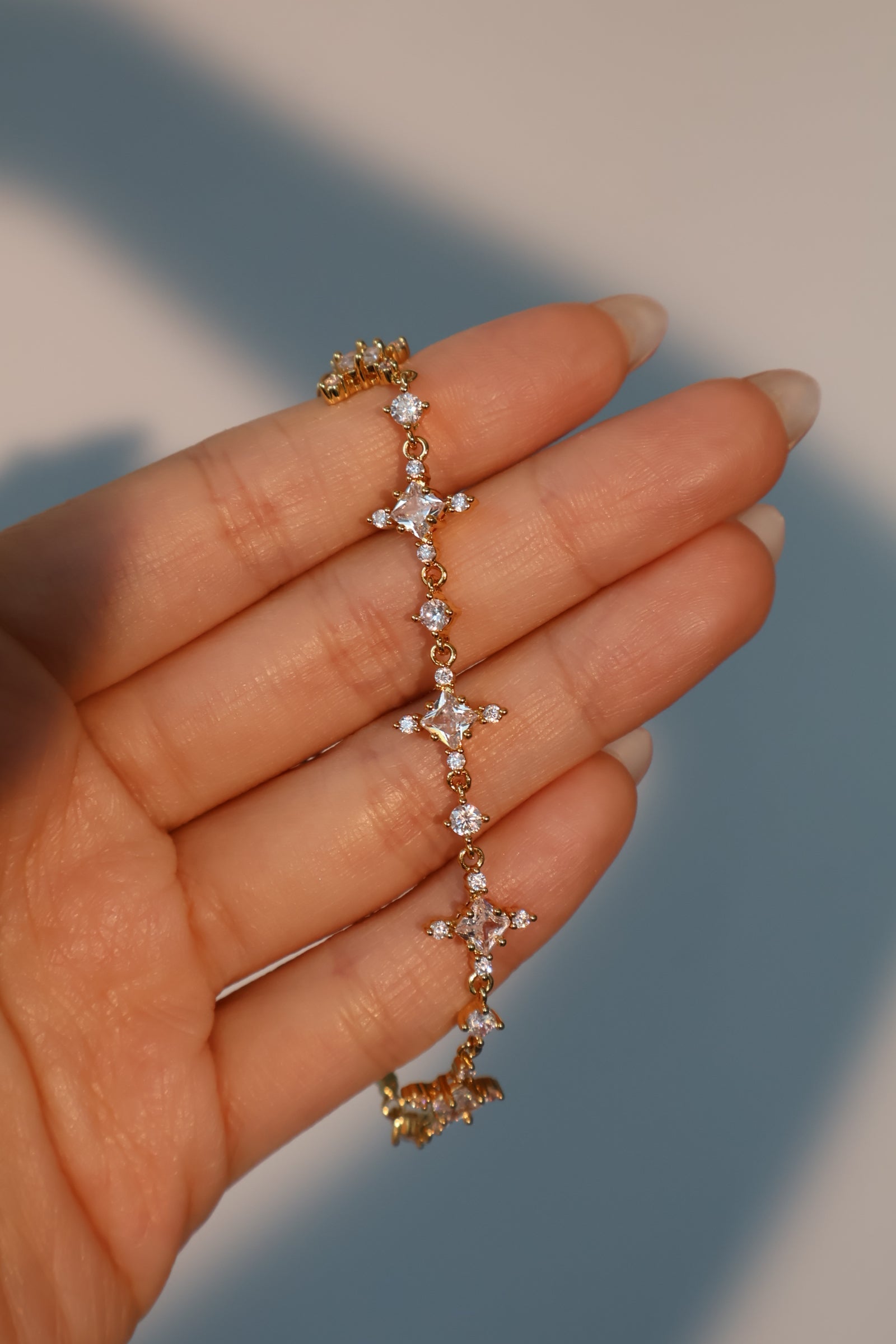 Women's Bracelet Set Gold Plated Zirconia Diamond Cross Adjustable - 2