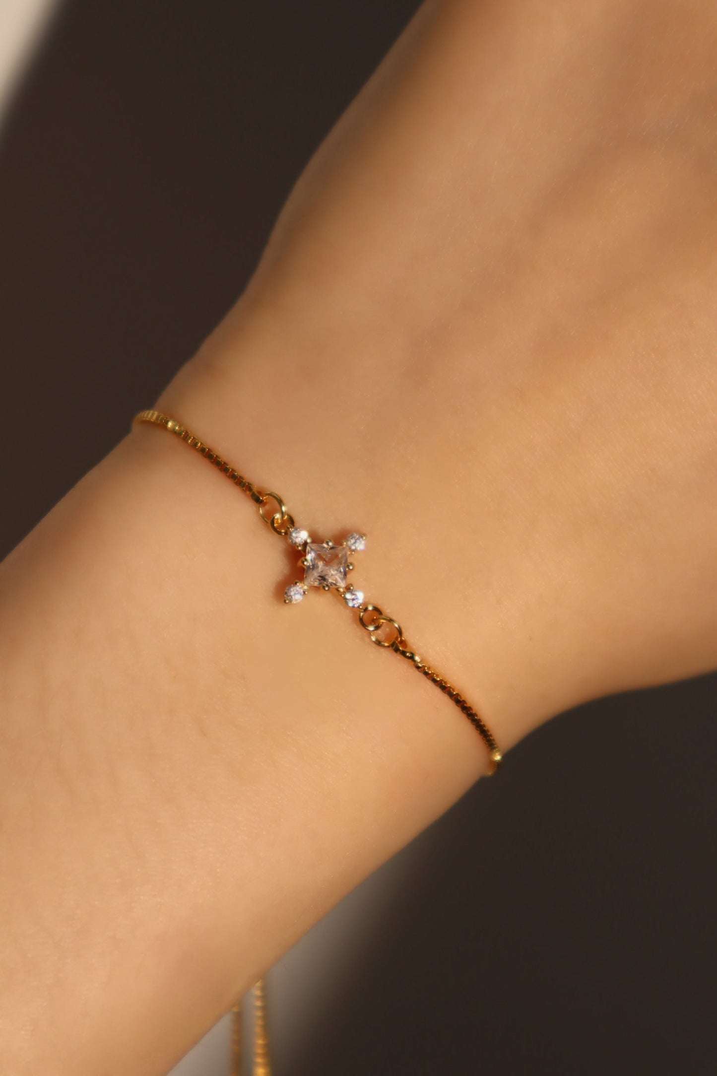 Women's Bracelet Set Gold Plated Zirconia Diamond Cross Adjustable - 3