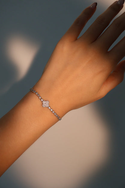 Women's Bracelet Silver Zirconia Diamond Adjustable - 1