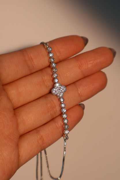 Women's Bracelet Silver Zirconia Diamond Adjustable - 4