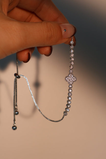 Women's Bracelet Silver Zirconia Diamond Adjustable - 5