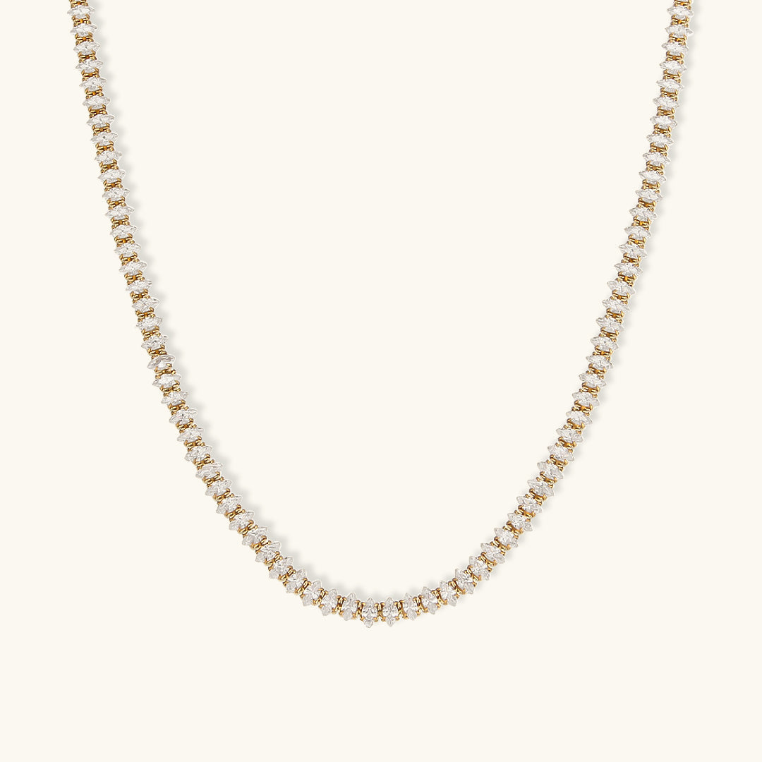 Diamond Tennis Necklace for Women – 18K Gold Plated with AAAAA Diamond Simulants, 20 Inches 1