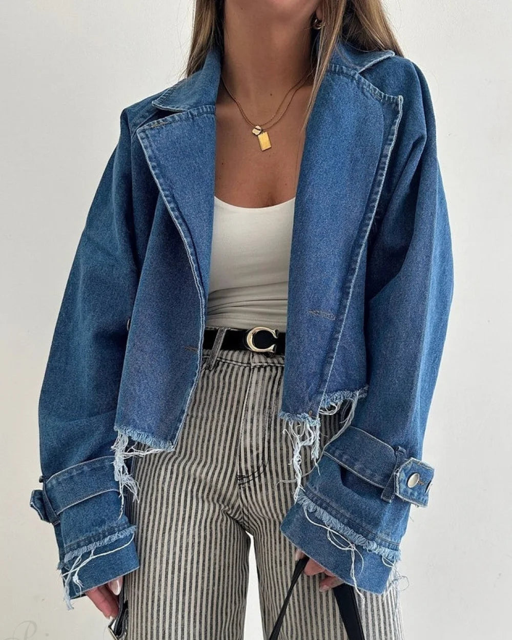 Daisy Women's Chic Jacket | Distressed Denim, Slim Fit 1