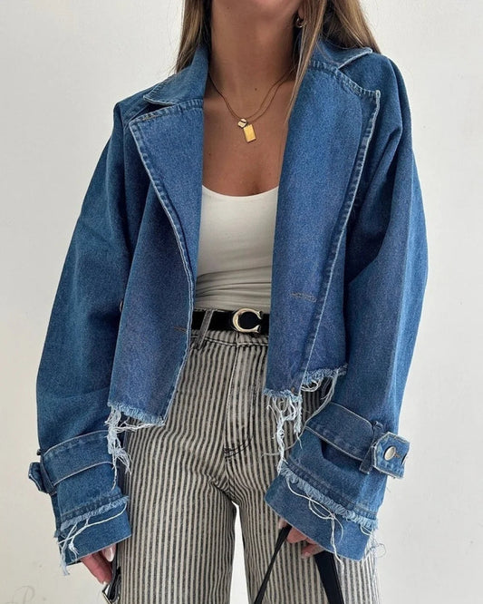 Daisy Women's Chic Jacket | Distressed Denim, Slim Fit 1
