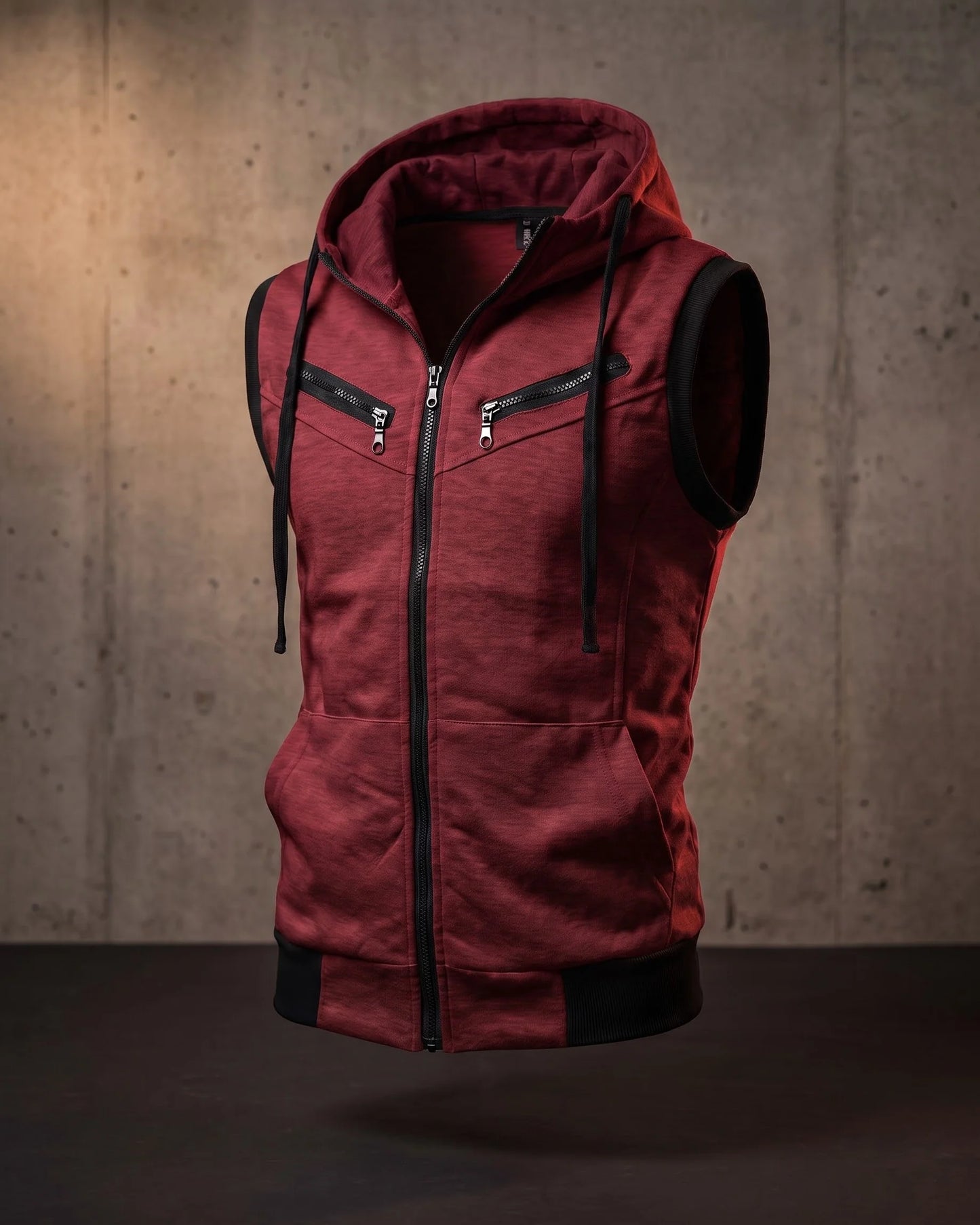 Men's Cotton Blend Zip-Up Hooded Vest – product view | Hensley London