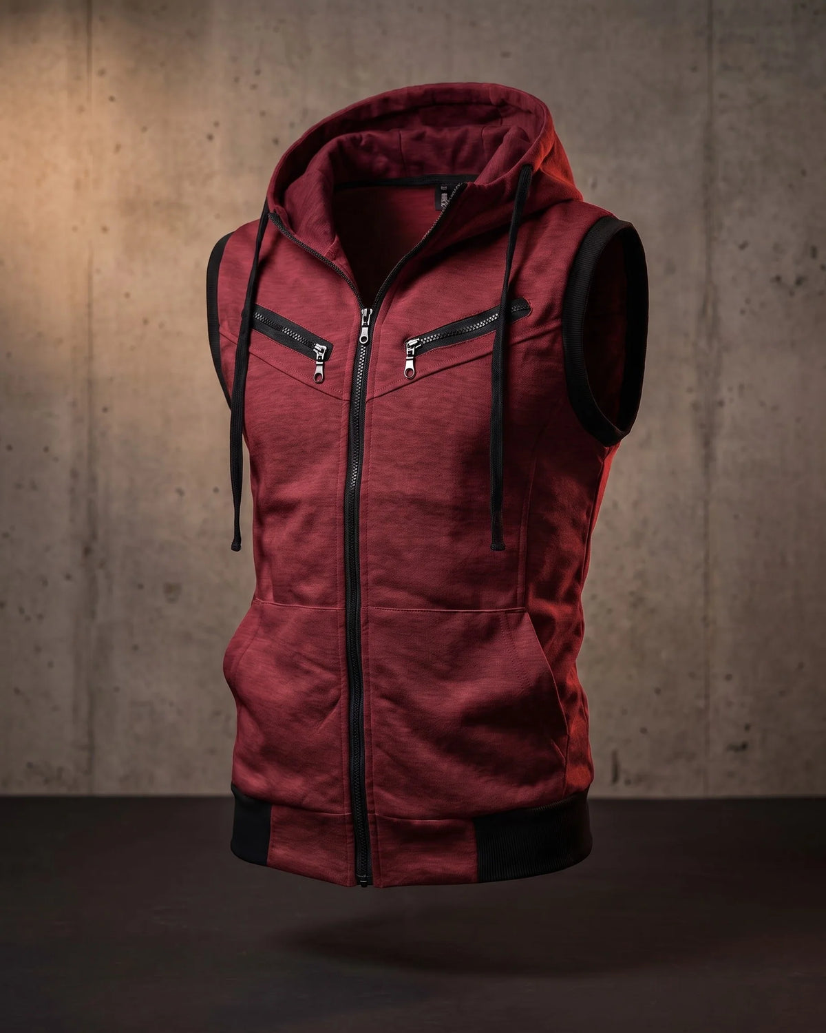 Men's Cotton Blend Zip-Up Hooded Vest – product view | Hensley London