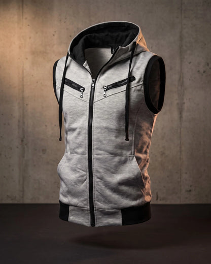 Men's Cotton Blend Zip-Up Hooded Vest – additional product view | Hensley London