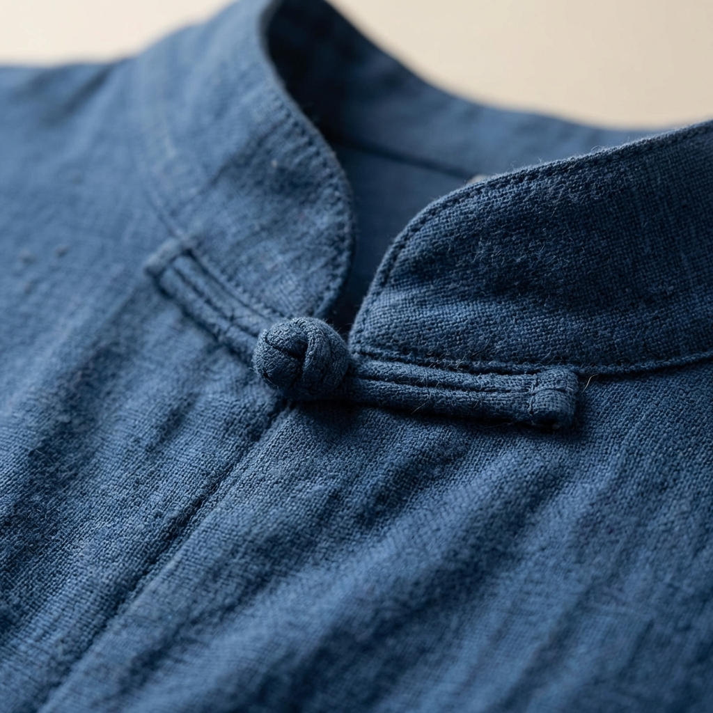 Men's Linen-Blend Mandarin Jacket - detail view | Hensley London
