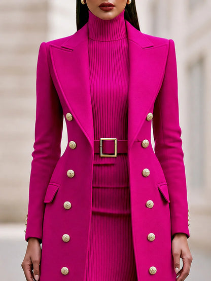 Women's Maxi Coat and Belted Knit Midi Dress Set – product view 8