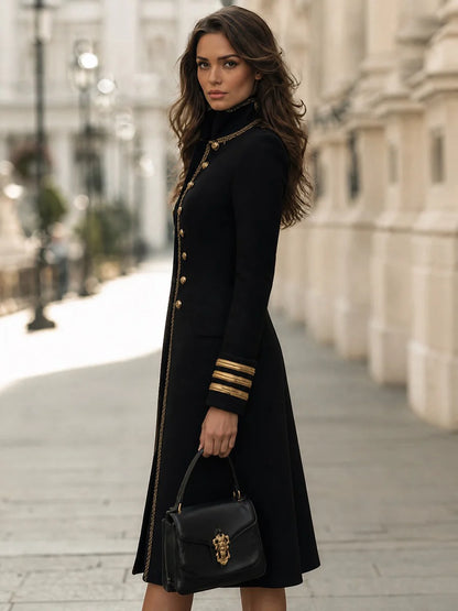 Women's Military-Style Braided Longline Coat – product view 5