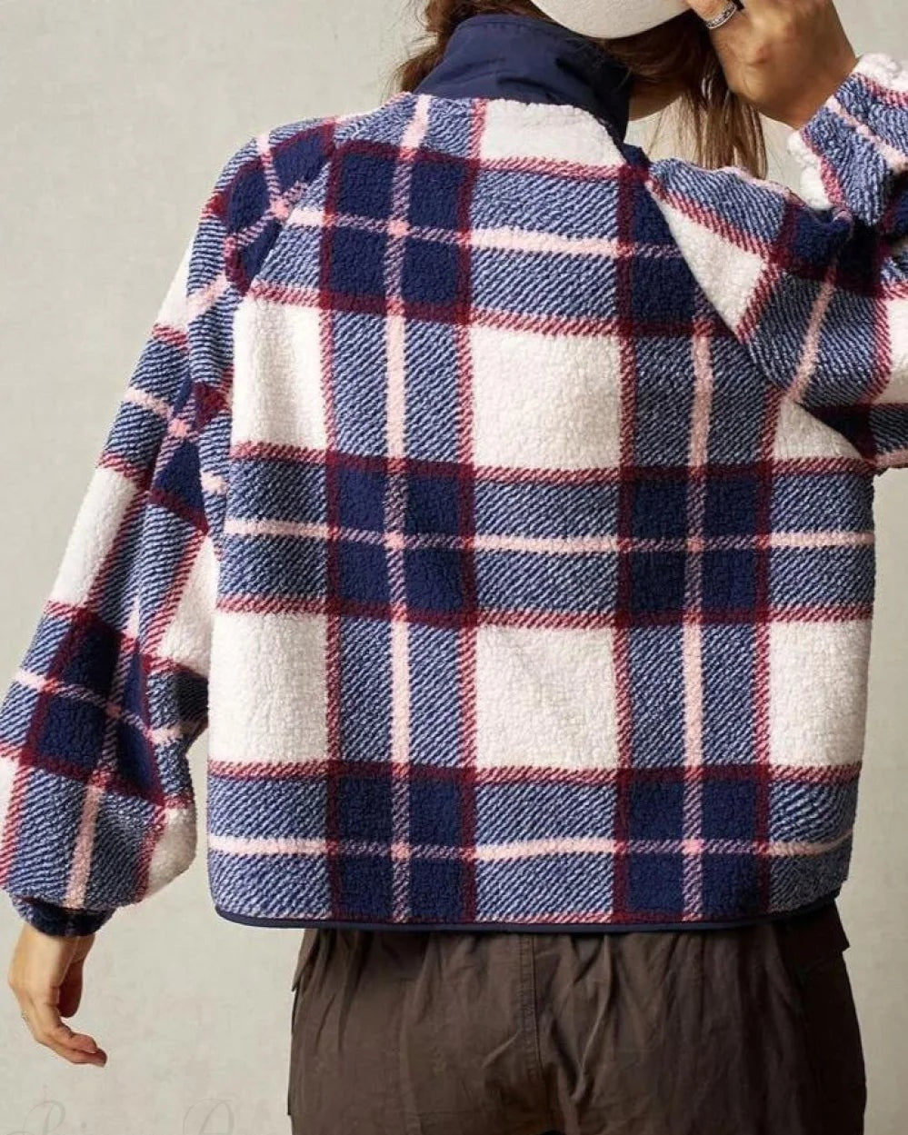 Daisy Women's Long Sleeve Jacket | Double-Fleece Plaid Design 3