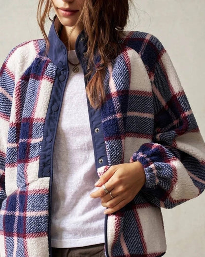 Daisy Women's Long Sleeve Jacket | Double-Fleece Plaid Design 5