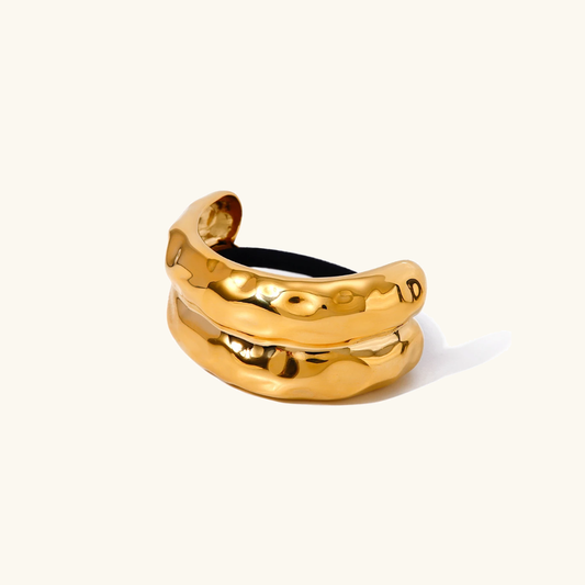 Double Hammered Arch Pony Cuff – Hypoallergenic 18k Gold-Plated Hair Accessory 1