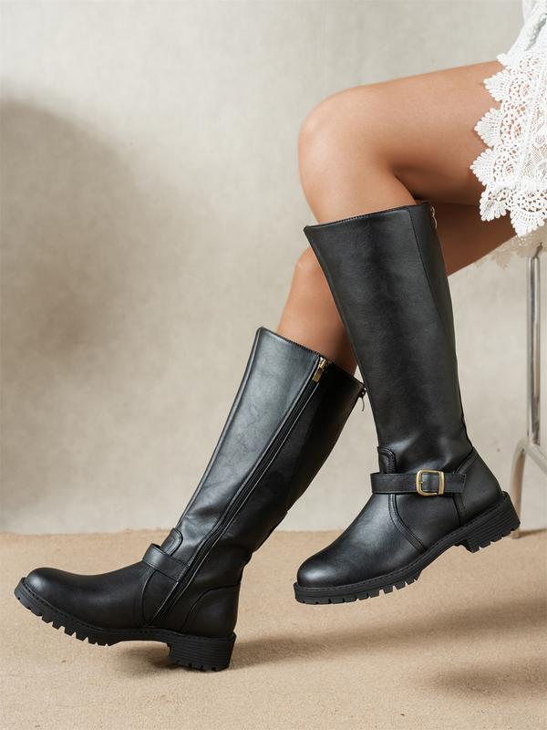 Women's Low-Heel Comfort Ankle Boots in Black – side view | Hensley London