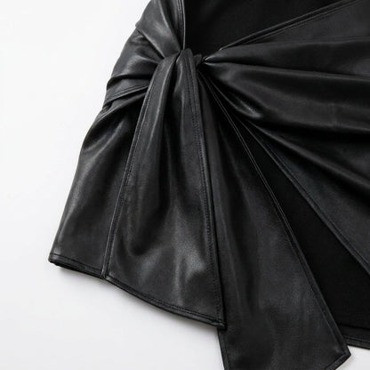 Women's Cocktail Dress Black Polyester Tie Front Sleeveless Mini - 5
