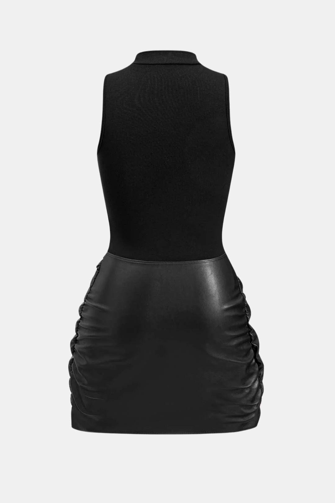 Women's Cocktail Dress Black Polyester Tie Front Sleeveless Mini - 8