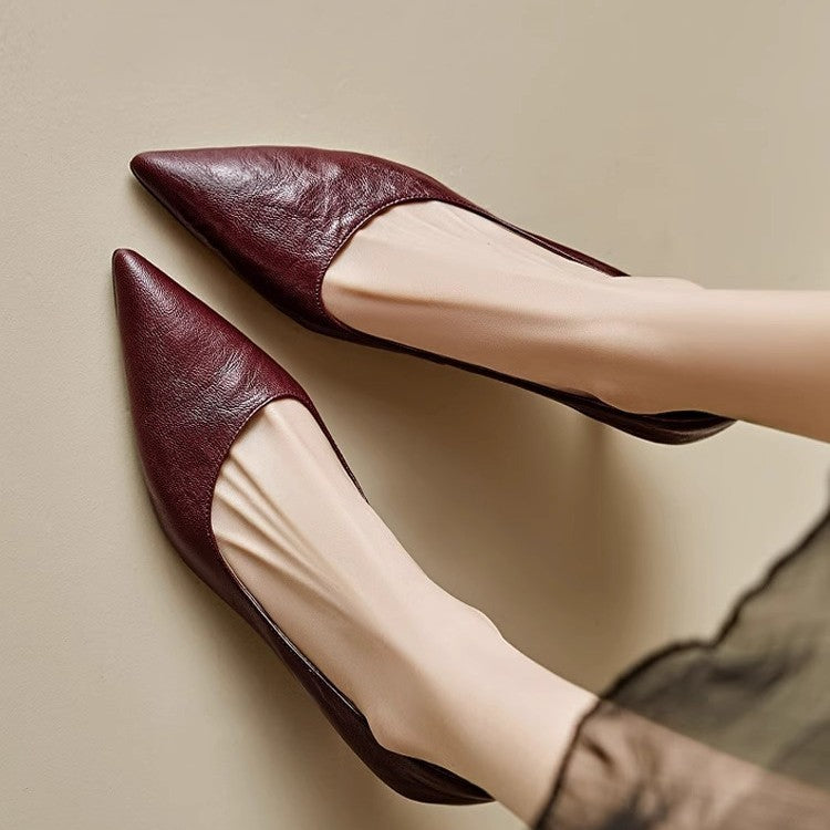 Women's Genuine Leather Pointed-Toe Heels in Brown – front view | Hensley London
