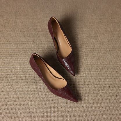 Women's Genuine Leather Pointed-Toe Heels