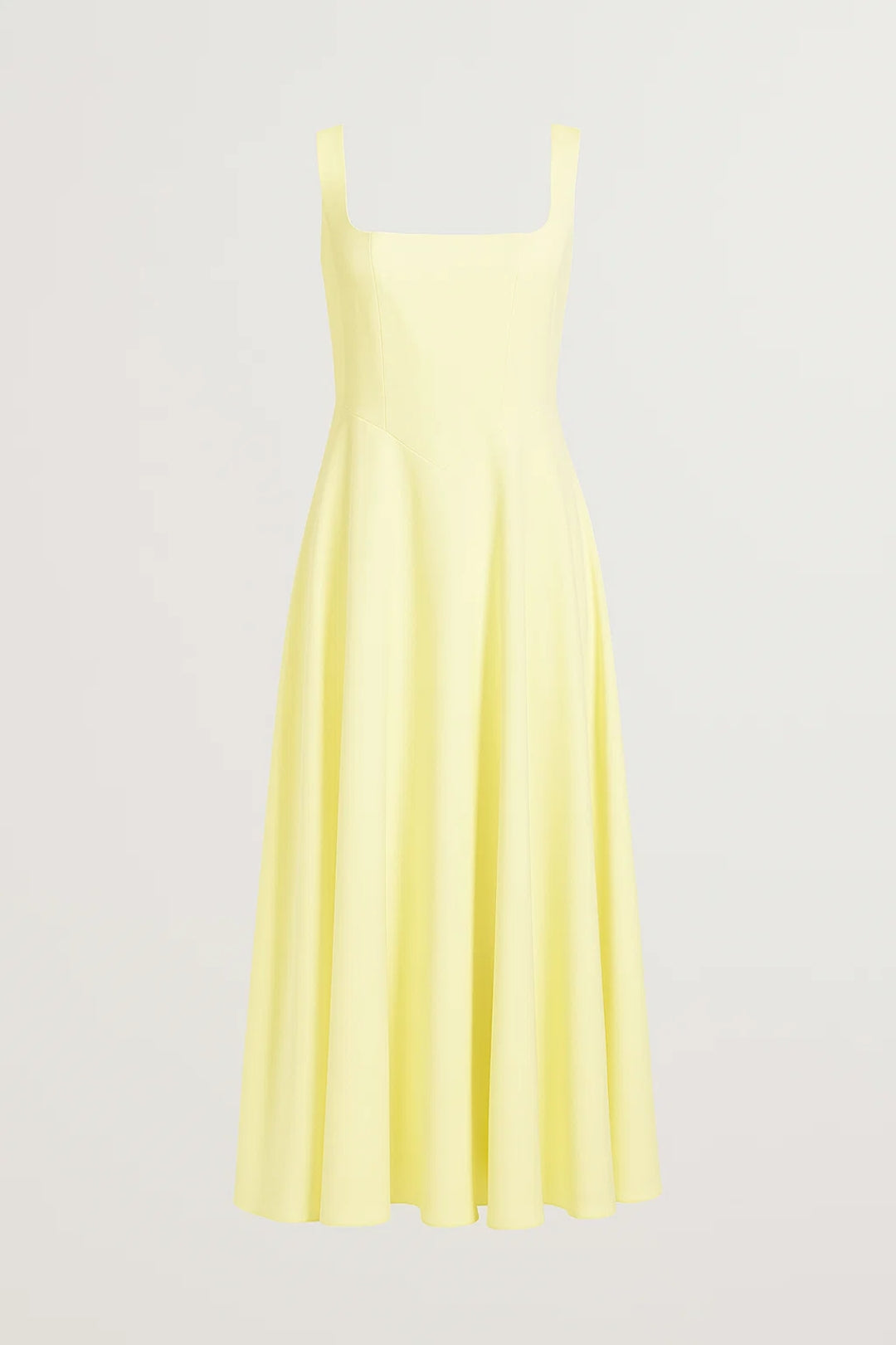 Women's Summer Midi Dress Yellow Lightweight Fabric - 2