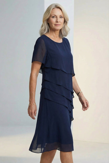 Women's Midi Dress White Lightweight Ruffle - 2