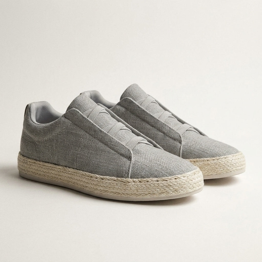 Women's Knit Espadrille Sneakers in Grey – front view | Hensley London