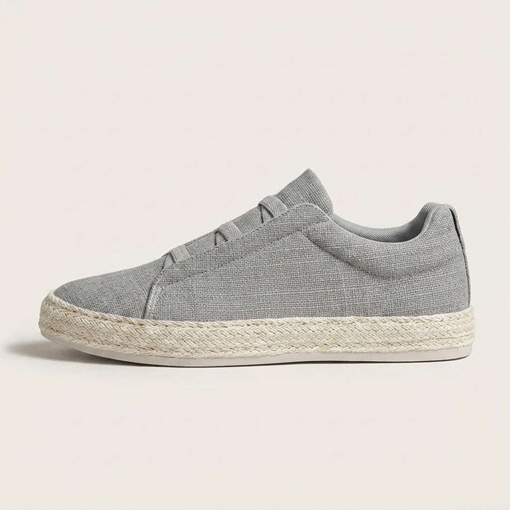Women's Knit Espadrille Sneakers in Grey – side view | Hensley London