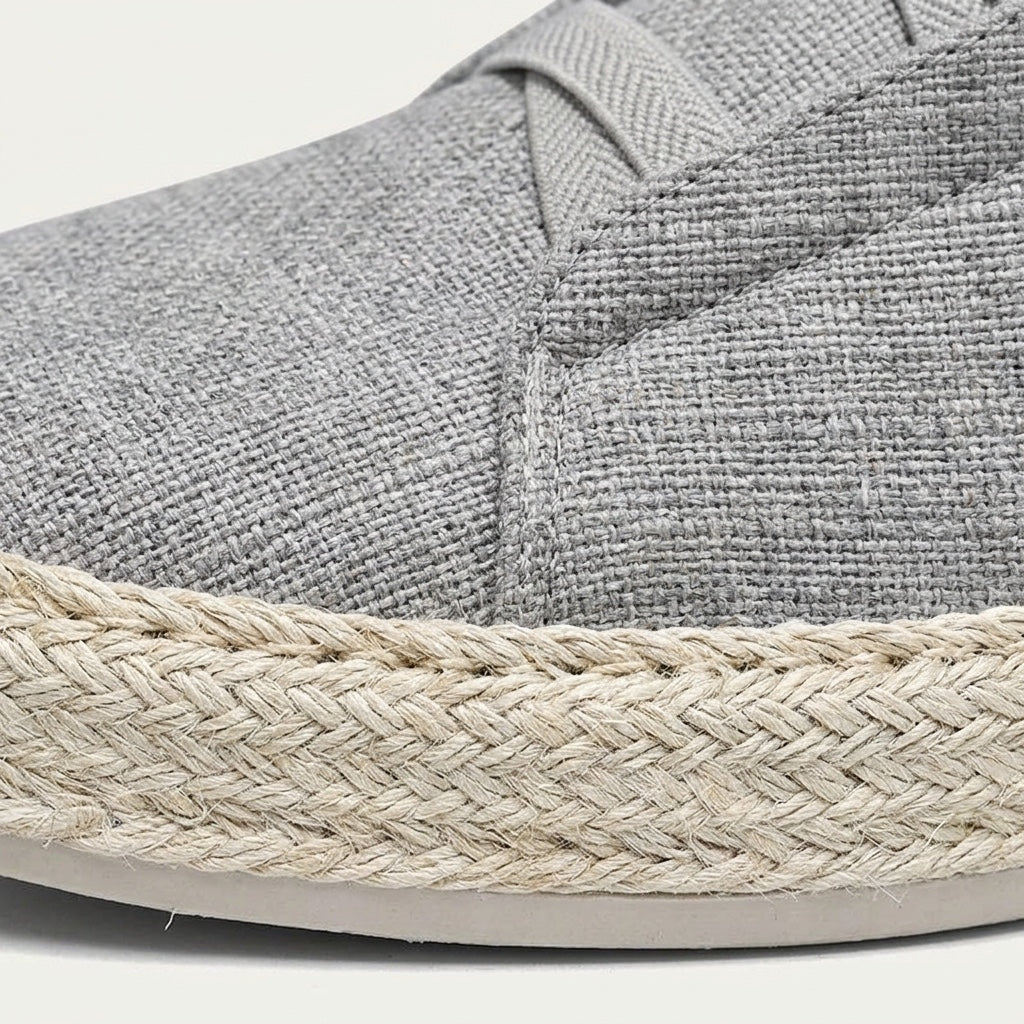 Women's Knit Espadrille Sneakers in Cream – angled view | Hensley London