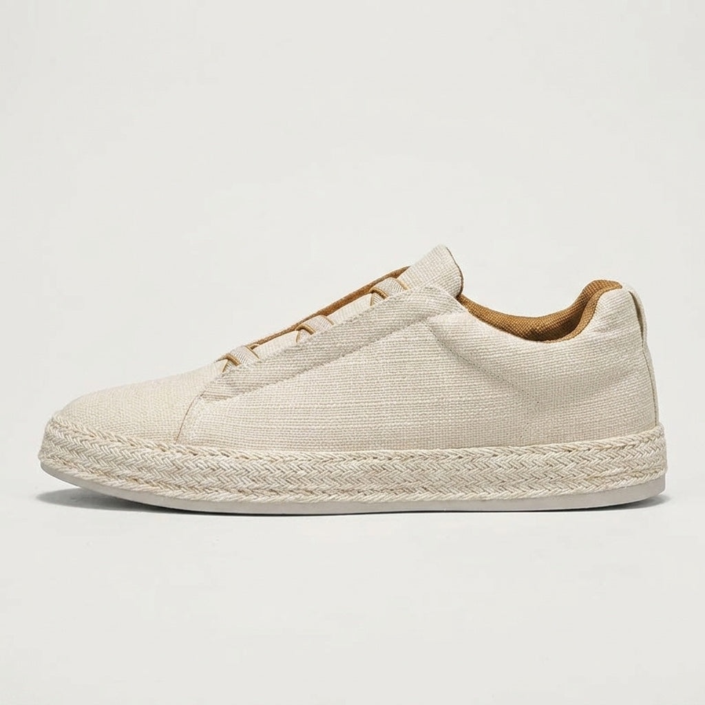 Women's Knit Espadrille Sneakers in Grey – sole trim detail view | Hensley London