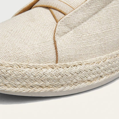 Women's Knit Espadrille Sneakers in Cream – three-quarter view | Hensley London