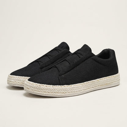 Women's Knit Espadrille Sneakers in Grey – styled view | Hensley London