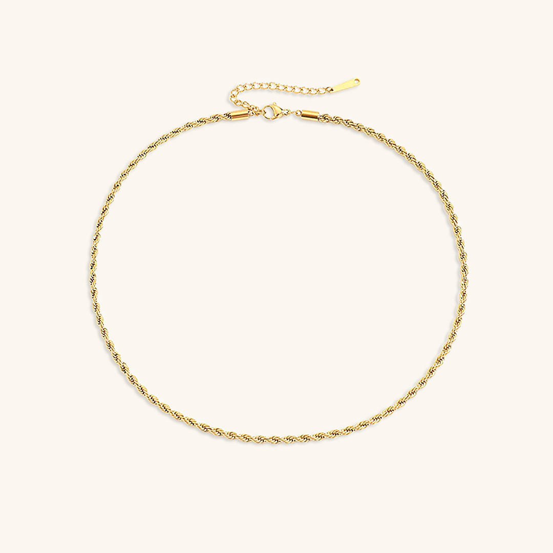 Elegant 14K Gold Rope Chain Necklace for Women – Hypoallergenic, Water-Resistant, 15/17 Inches, 3/4 mm Width 0