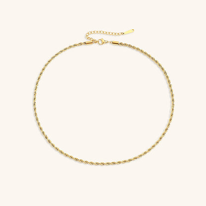 Elegant 14K Gold Rope Chain Necklace for Women – Hypoallergenic, Water-Resistant, 15/17 Inches, 3/4 mm Width 0