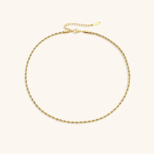 Elegant 14K Gold Rope Chain Necklace for Women – Hypoallergenic, Water-Resistant, 15/17 Inches, 3/4 mm Width 0