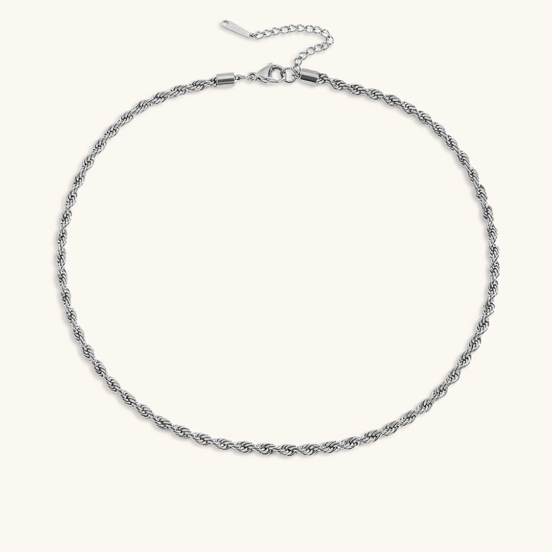 Elegant 14K Gold Rope Chain Necklace for Women – Hypoallergenic, Water-Resistant, 15/17 Inches, 3/4 mm Width 10