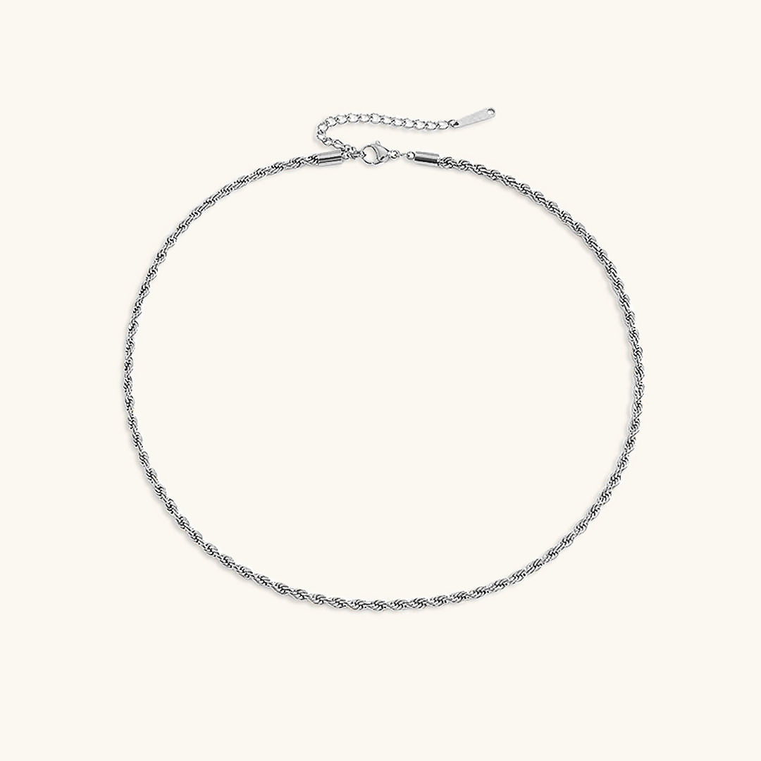 Elegant 14K Gold Rope Chain Necklace for Women – Hypoallergenic, Water-Resistant, 15/17 Inches, 3/4 mm Width 11