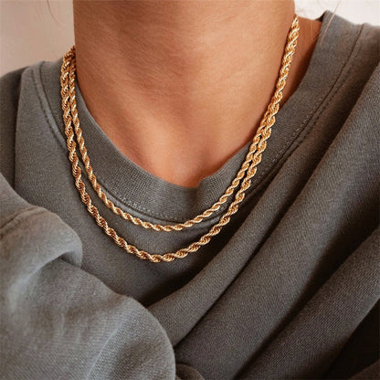 Elegant 14K Gold Rope Chain Necklace for Women – Hypoallergenic, Water-Resistant, 15/17 Inches, 3/4 mm Width 2