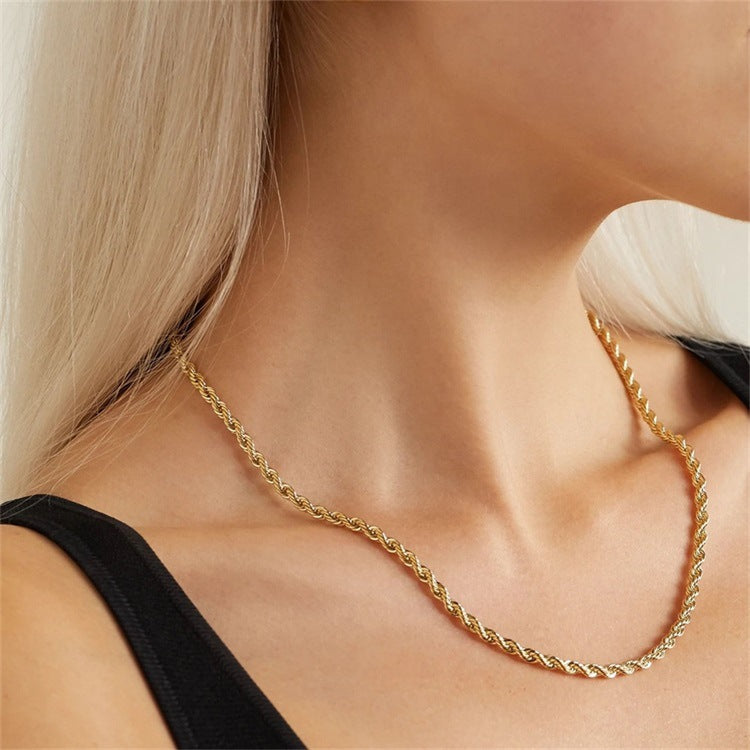 Elegant 14K Gold Rope Chain Necklace for Women – Hypoallergenic, Water-Resistant, 15/17 Inches, 3/4 mm Width 5